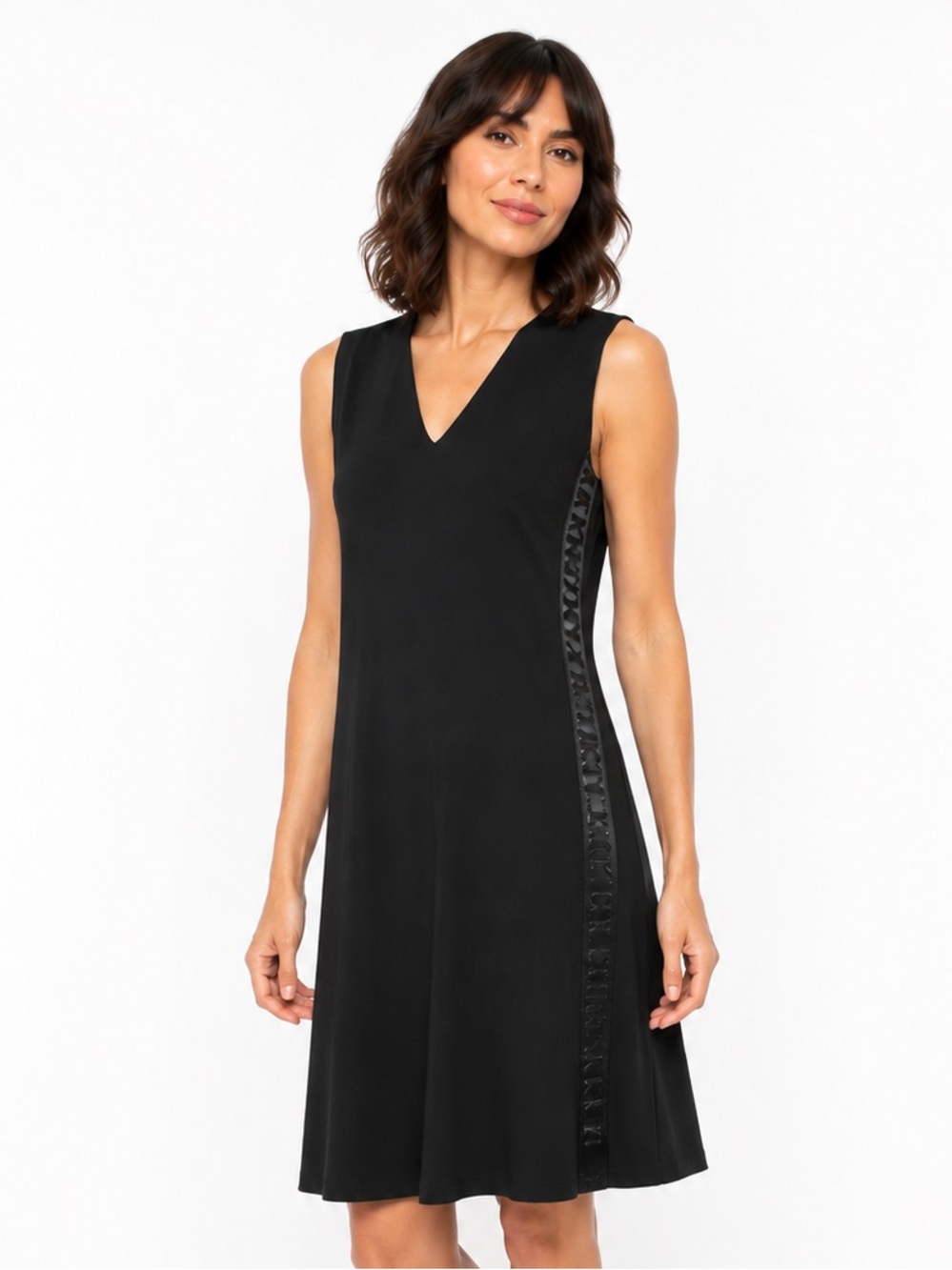 DKNY Black Logo Tape Trapeze Dress size large